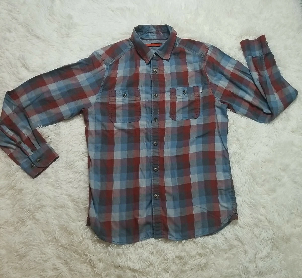 The North Face Mens Plaid Shirt button up Long Sleeve pockets Size Medium