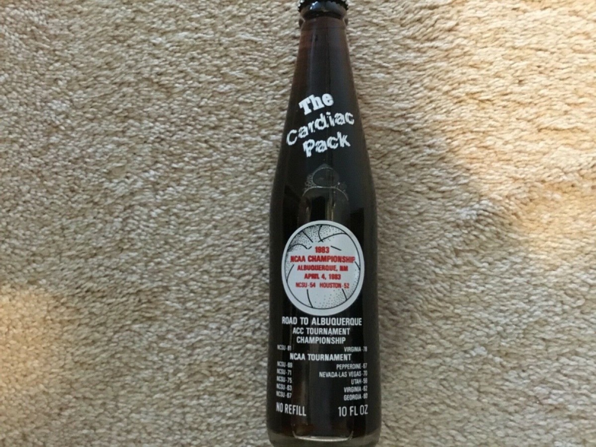 1983 Coca Cola N.C. State Wolfpack 10 oz. full bottle The Cardiac