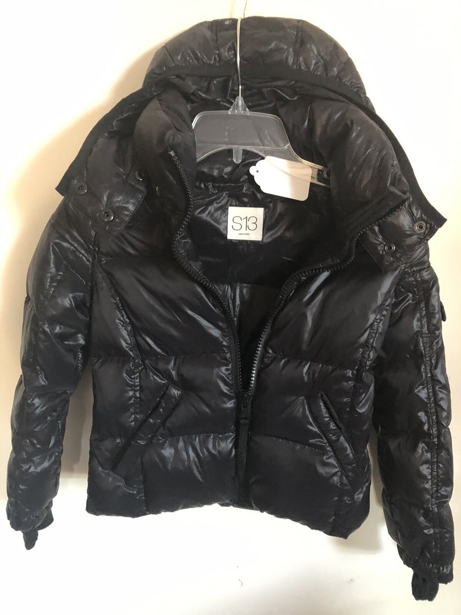 NWT S13 New York Black Hooded Downhill Down Puffer Kids Unisex