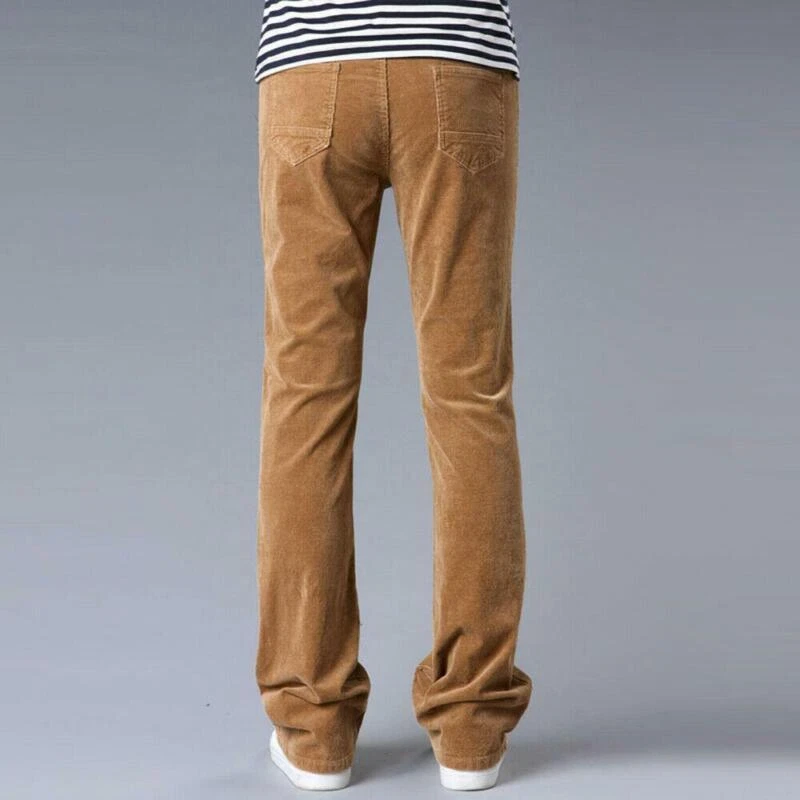 Men's 60s 70s Bell Bottom Flared Pants Boot cut Corduroy Long Trousers Slim 2024 - Image 4 of 4