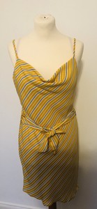 yellow cowl neck belted slip dress