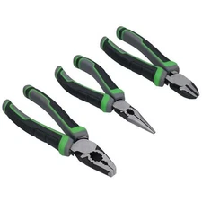 3pc Heavy Duty High Leverage Plier Set Combination Long Nose Side Cutters