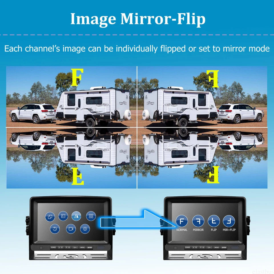 1080P Digital Wireless Rear View Backup Camera+7" Monitor 50m For RV Truck Bus - image 3 of 4