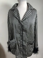Lena Womens Top Size L Black And White