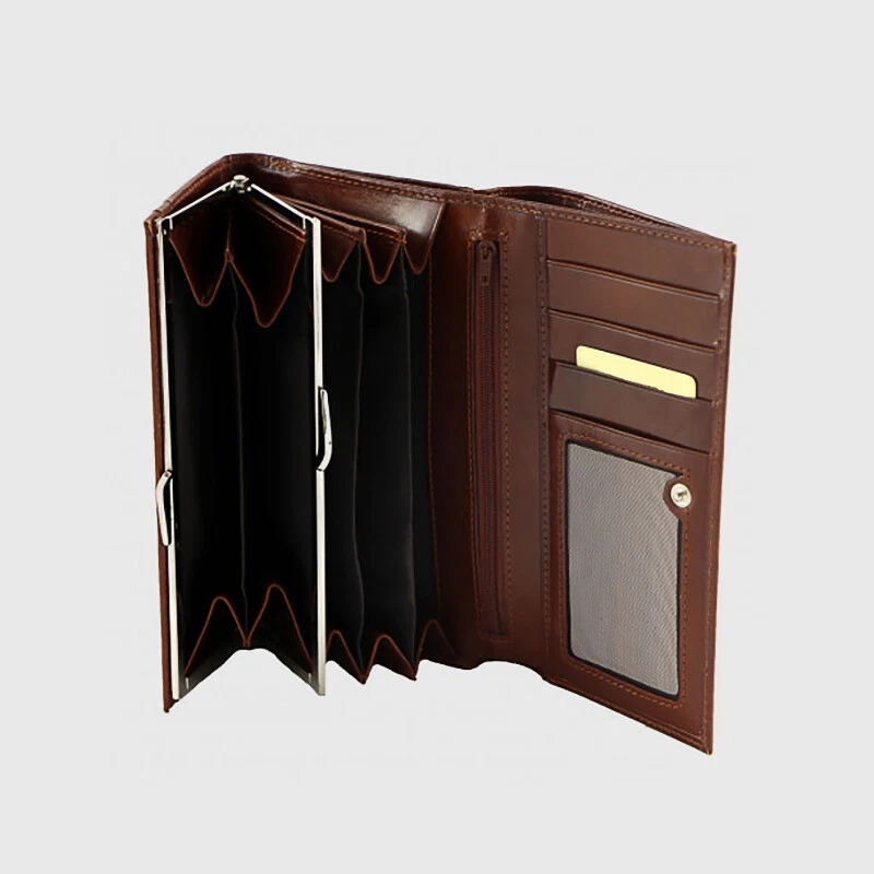 Portamonete floreale ricamato: portafoglio vintage blu con chiusura a scatto, - Italia