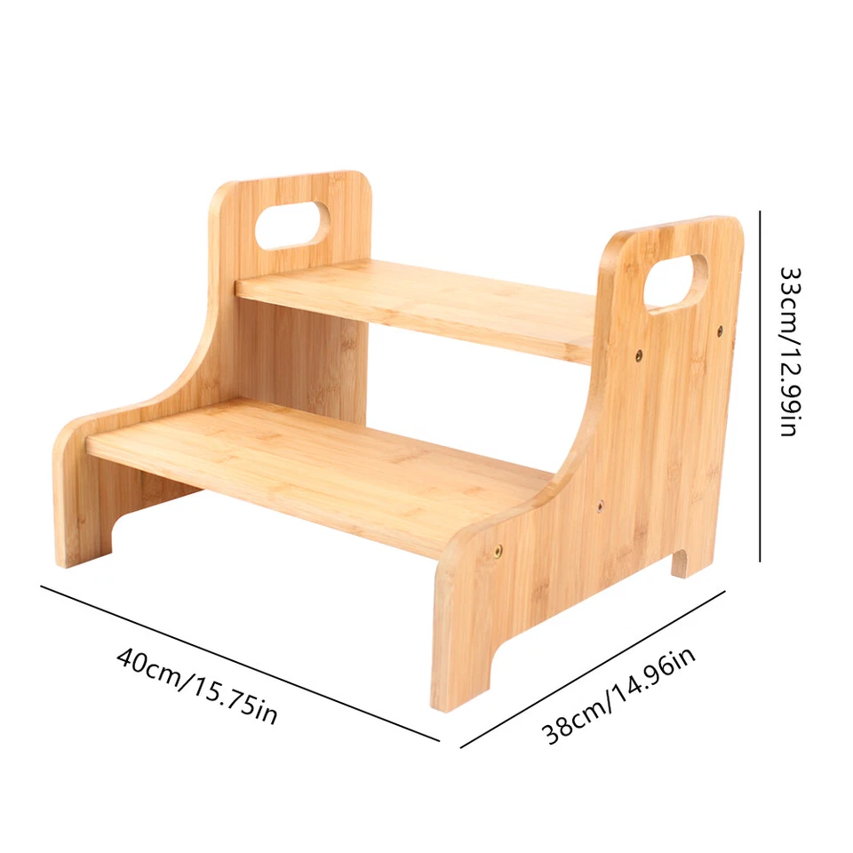 Portable Bed Steps 2 Steps Adults Stairs  Ladder Wood Home Stools For High Bed - Image 4 of 4