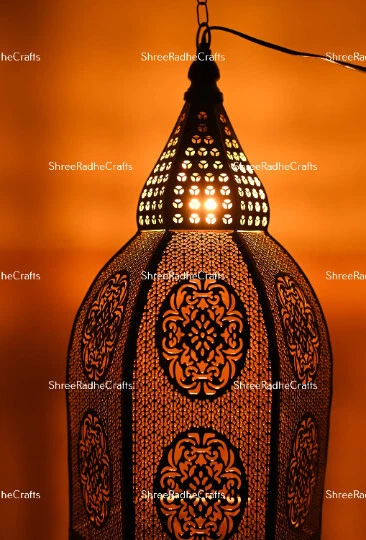 Big Size Moroccan Turkish Table Lamps, US Plug In Bedside Floor Night Lights - Image 3 of 4