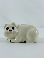 Primitive Farmhouse Ceramic Pig - 3.75” L x 1.5” T Bud Vase - Off White