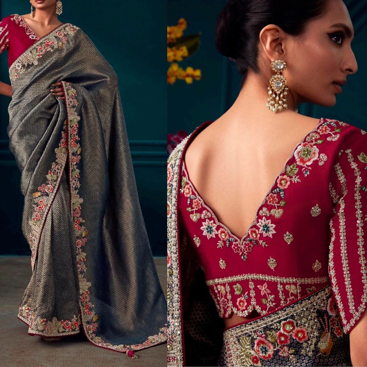 Embroidered saree blouse deals