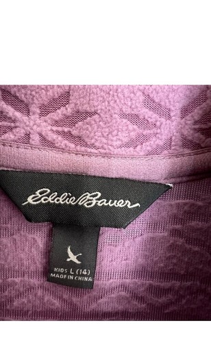 Eddie Bauer 1/4 zip purple fleece girls large - Picture 3 of 4
