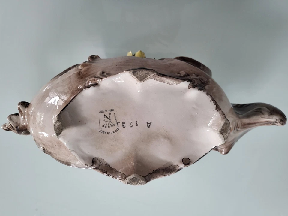 Cuenco artesanal vintage decorativo único italiano hermoso estado aprox 15 pulgadas Foto 3 de 4