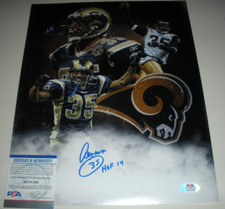AENEAS WILLIAMS ST.LOUIS RAMS HOF 2014 LAST ONE PSA/DNA/COA SIGNED 11X14 PHOTO