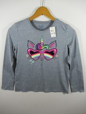 NEW Childrens Place Rainbow Unicorn Kitten T Shirt Girls XXL 18 Long Sleeve Gray