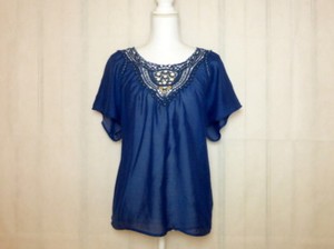 navy blue chiffon blouse