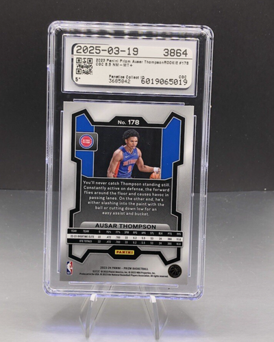 2023 Panini Prizm Ausar Thompson #178 Rookie RC CGC 8.5 NM/Mint+ Detroit Pistons - Picture 2 of 3