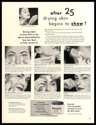 1952 Pond's Dry Skin Cream Vintage PRINT AD Skincare After 25