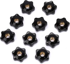 10 Pack 6 Star Knobs 1/4" 20 Female Threaded Hexagon Head Thru Knob Clamping Kno