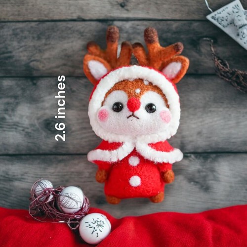 Needle Felting DIY Kit 3D Reindeer Holiday Deer Wool Set Arts Crafts Beginner - Picture 3 of 10