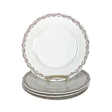 Haviland Limoges Dinner Plates Pink Roses Garland Set 4 Theodore France 9 3/4”