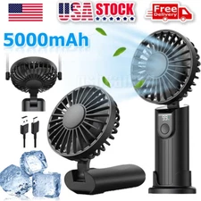 5000mAh Hand-held Fan Portable Folding Desk Fan Cooler Cooling USB Rechargeable