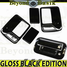 2008-2016 Ford F250-F550 Std/Ext GLOSS BLACK Door Handle COVERS w/oPSK+Tailgate