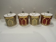 KURT ADLER 2.5" GOLD  RED GLITTERED SNARE DRUM MUSICAL INSTRUMENT XMAS ORNAMENT