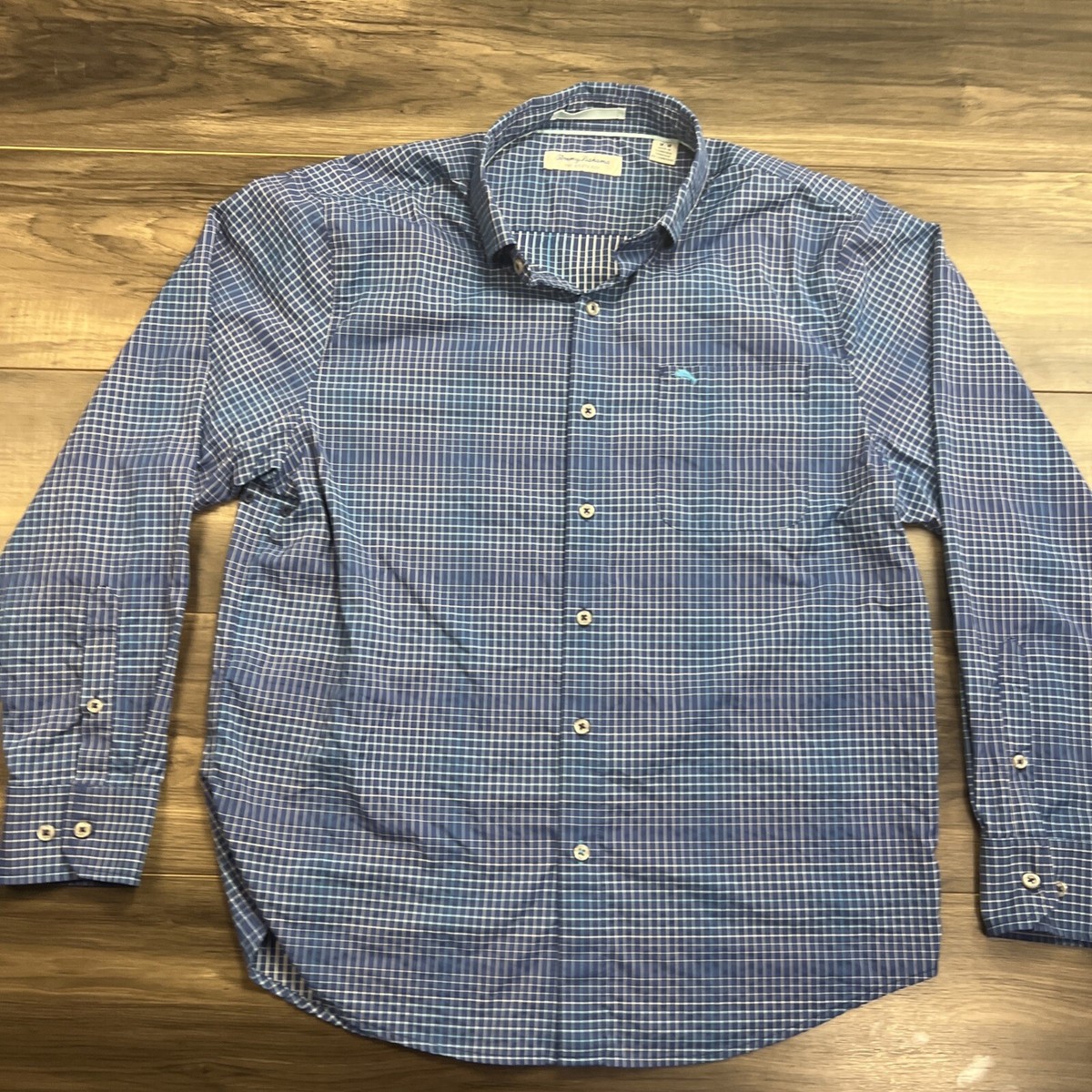 Tommy Bahama Shirt Mens Medium Blue Check The Siesta Key