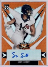 2021 LEAF VALIANT SAGE SURRATT NFL ROOKIE RC AUTO #15/50 ORANGE