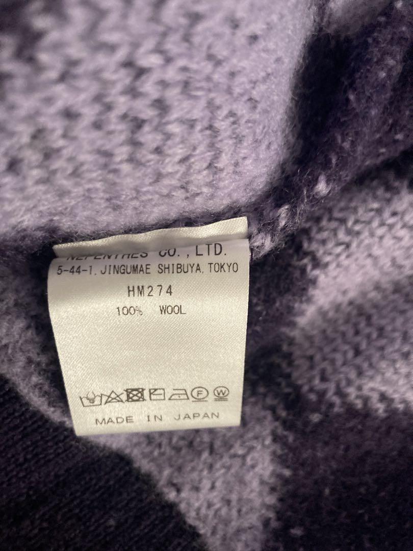 Needles V Neck Wool Cardigan Purple Checkered Japan Made 20AW | eBay