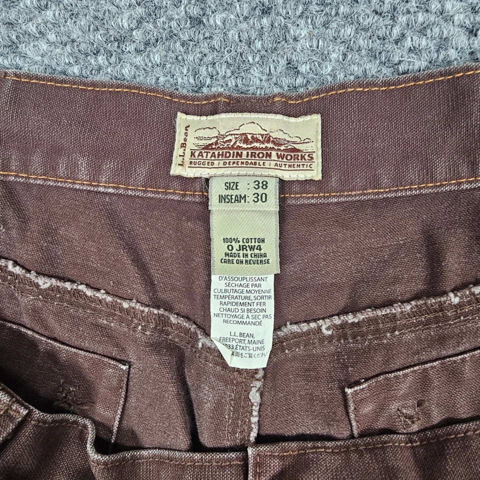 LL Bean Katahdin Iron Works Carpenter Pants Brown Cotton Size 38x30 Workwear - Image 4 of 4