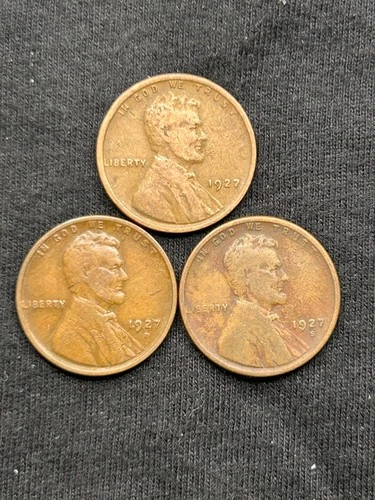 1927 P, D & S LINCOLN CENTS 3 COIN SET