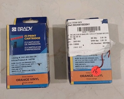 Menge 2 Stück Brady B-595 M21-500-595-ODER schwarz auf orange Vinyl 0,5 Zoll ...