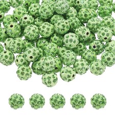 50pcs 10mm Green Rhinestone Polymer Fancy Beads for DIY Jewelry Making