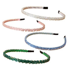 4 PK Crystal Rhinestone Headbands for Women Girls Double Rows Sparkly Beaded Hai