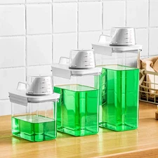 1pcs Airtight Laundry Detergent Dispenser – Clear Powder & Liquid Storage Jar