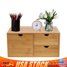 Bamboo Desk Organizer Drawer Tabletop Storage Organization Box Home