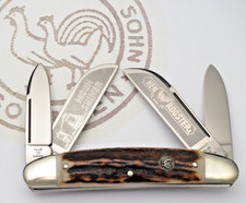 Vintage 2009 HEN & ROOSTER BERTRAM GERMANY 224 DS Congress Knife Stag - MINT
