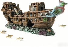 Aquarium Shipwreck Decoration Resin Pirate Ship Ornament Fish Tank Decor