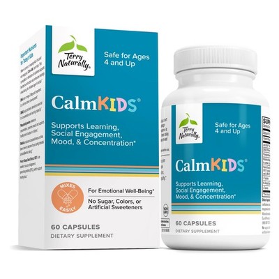 Terry Naturally Calm Kids Supplement for Focus 60 ct x 2 pack =120 ct-EXP:08/27