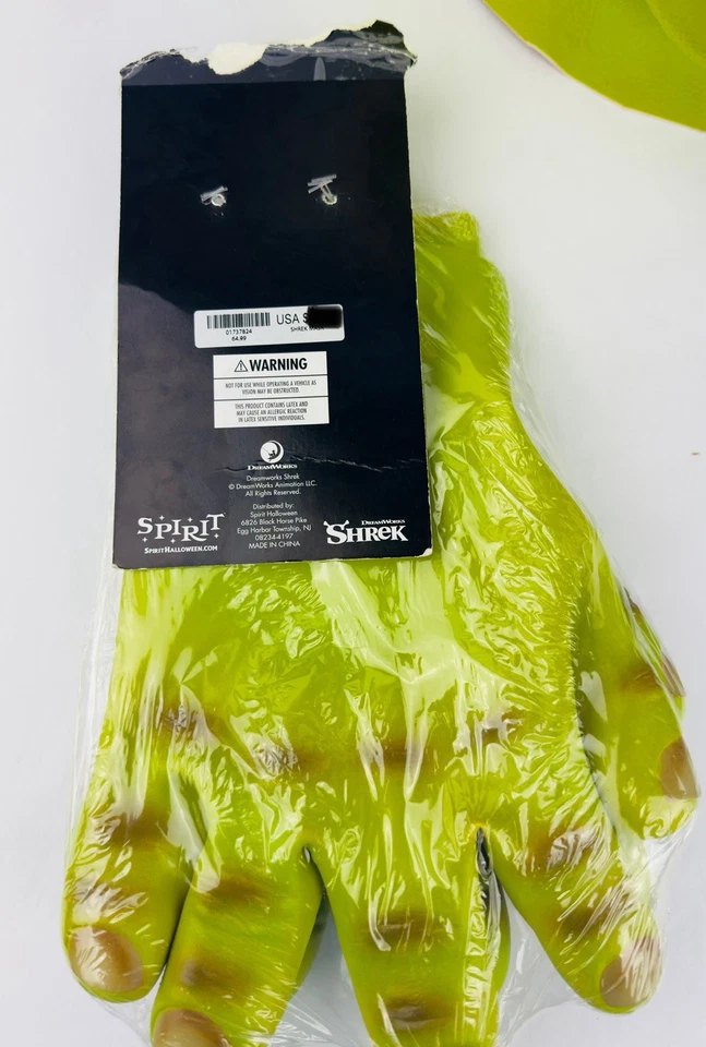 Spirit Halloween Shrek Full Costume Cosplay Mask w/ Hands OSFM BRAND NEW B - Image 3 of 4
