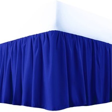 3 Sided Solid Royal Blue 650 TC Egyptian Cotton Open Corner Ruffled Bed Skirt