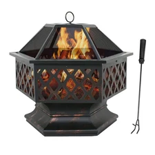 Fire Pit Heater Backyard Wood Burning Patio Deck Stove Fireplace Table Outdoor