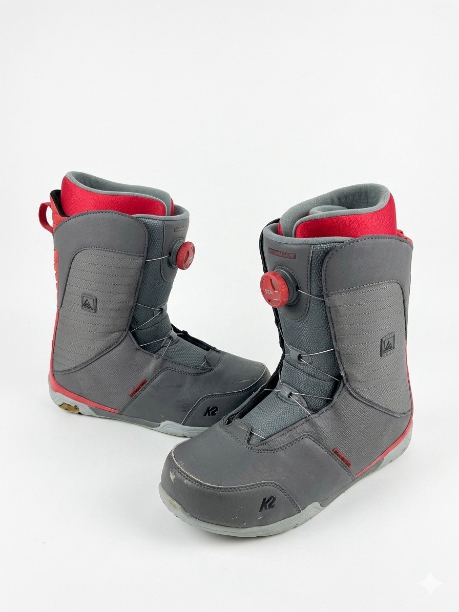 K2 Seem Snowboard Boots Mens 12 Grey Red Boa Lacing System