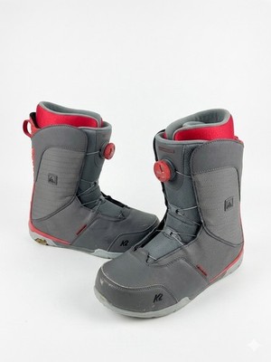 K2 Seem Snowboard Boots Mens 12 Grey Red Boa Lacing System Beginner Intermediate