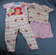 Girls Vintage Ariel Disney Little Mermaid 3 Piece Pajamas size 2T short sleeve