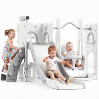 Kleinkind-Spielplatz 5-In-1 Mit Rutsche, Schaukel, Kletterleiter,