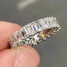 5.50Ct Emerald Cut Natural Diamond Eternity W...