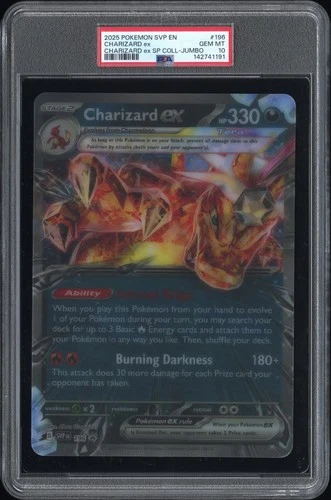 2025 POKEMON SVP EN-SV BLACK STAR PROMO JUMBO #196 CHARIZARD EX PSA 10