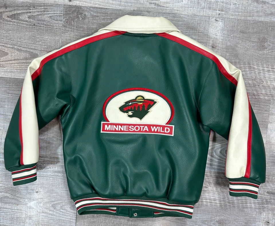 Kids Youth Unisex Minnesota Wild Fox Leather Jacket  Size S/8 - Image 2 of 4