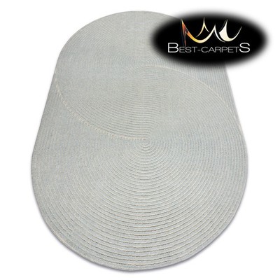 Moderner NATUR 100% WOLLE OVAL Teppich FLUX Blau Creme Struktur BESTE QUALITÄT